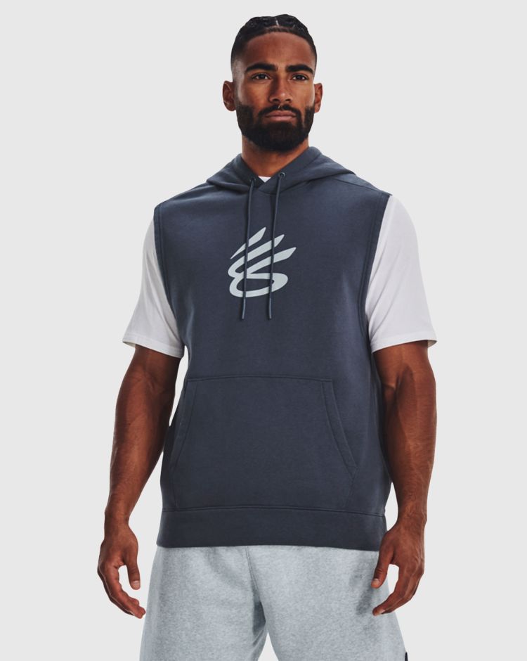 Under Armour Felpa con cappuccio senza maniche Curry Fleece Grigio Uomo