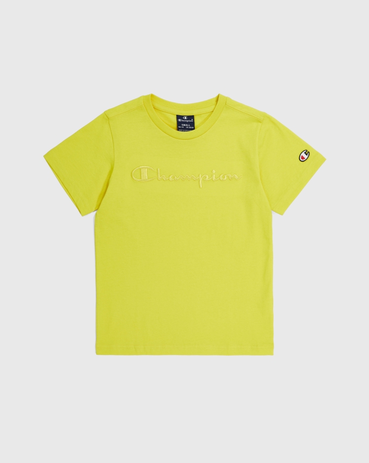 Champion T-Shirt Girocollo Con Logo Tonal Giallo Bambino
