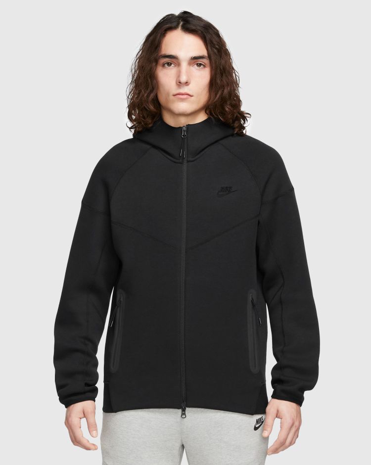 Nike Felpa Con Cappuccio Windrunner Tech Fleece Full Zip Nero Uomo