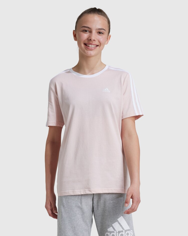 T-shirt Essentials 3-Stripes Cotton Loose Fit Boyfriend Rosa Bambina