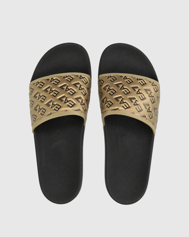 Emporio Armani EA7 Ciabatte All Over Nero Gold Uomo
