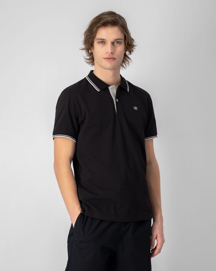 Champion Polo In Piqué Con C Logo Cotone  Nero Uomo