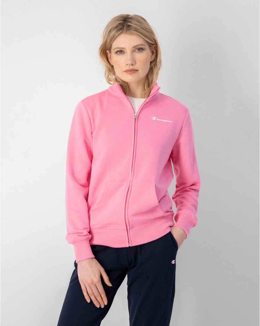 Champion Felpa con Cappuccio Felpato Logo Piccolo Rosa da Donna