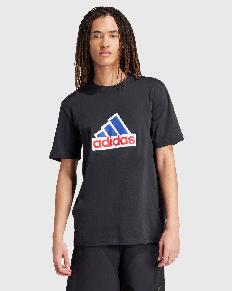 Adidas T-Shirt Stampa Big Logo Nero Uomo
