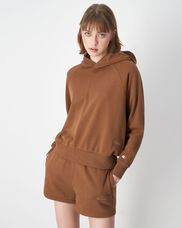 Champion Felpa Con Cappuccio In Cotone Biologico Marrone Donna