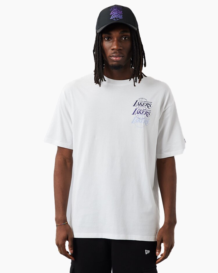 New Era T-Shirt NBA Stacked Ovrsized Bianco Uomo