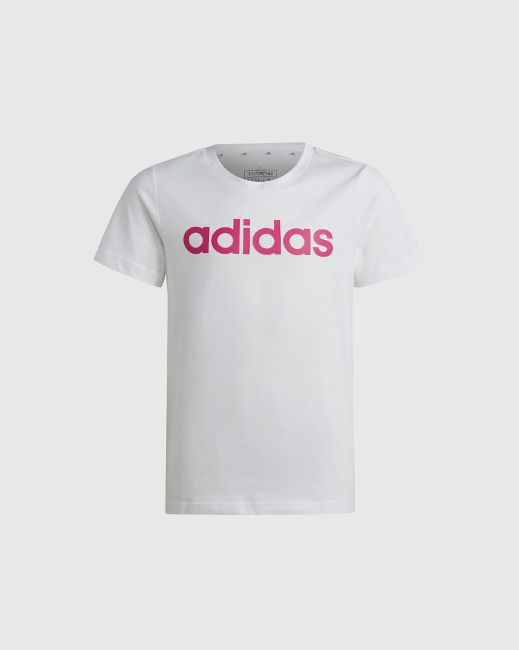 Adidas T-shirt Linear Logo Slim Fit Bianco Bambina