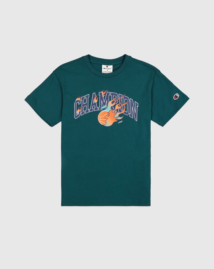 T-Shirt Girocollo Grafica Verde Bambino