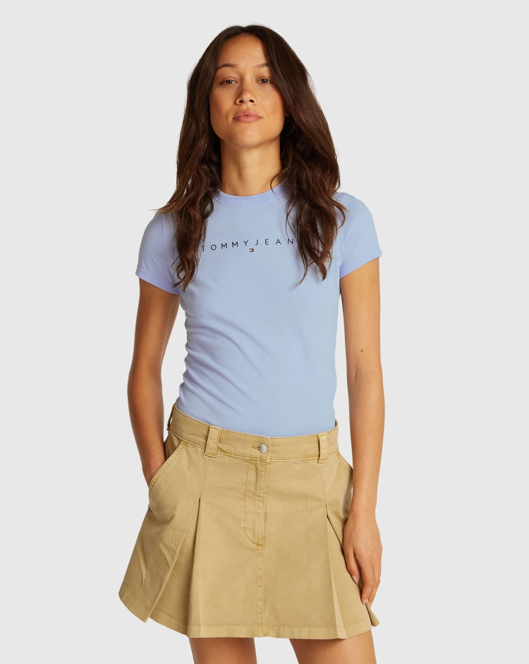 T-shirt slim fit con logo Blu Donna