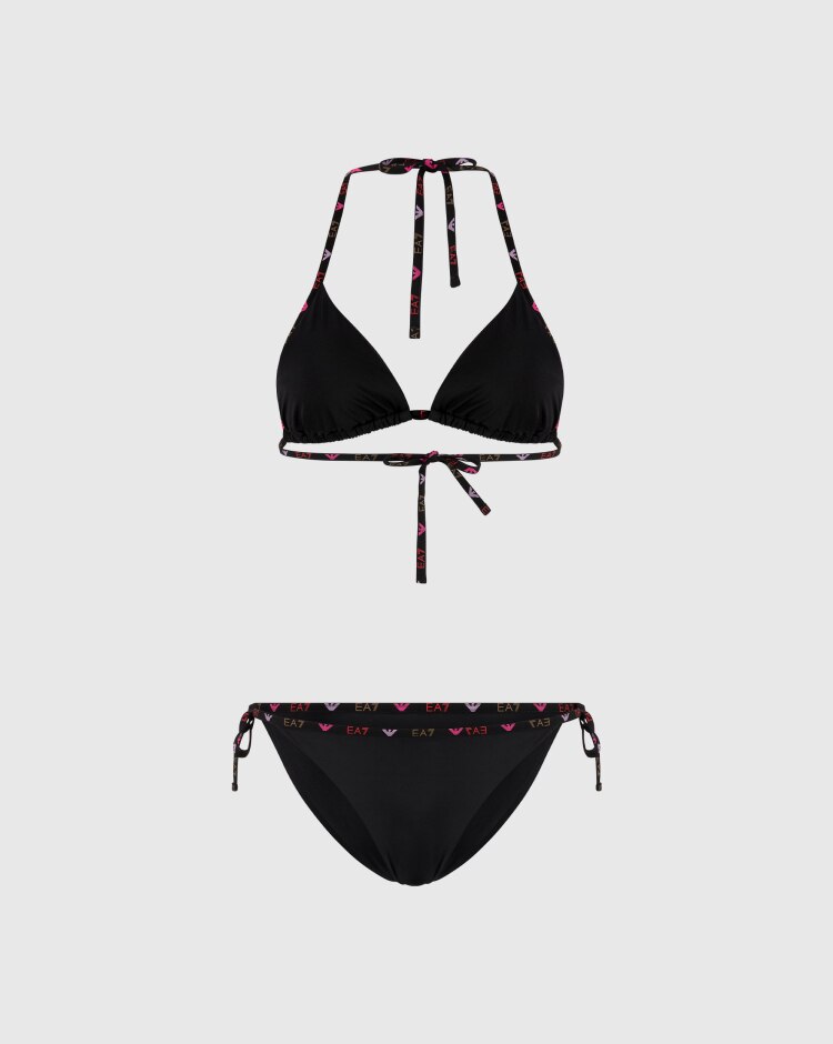 Emporio Armani EA7 Bikini 2 Pezzi a Triangolo con logo AVS Nero Donna