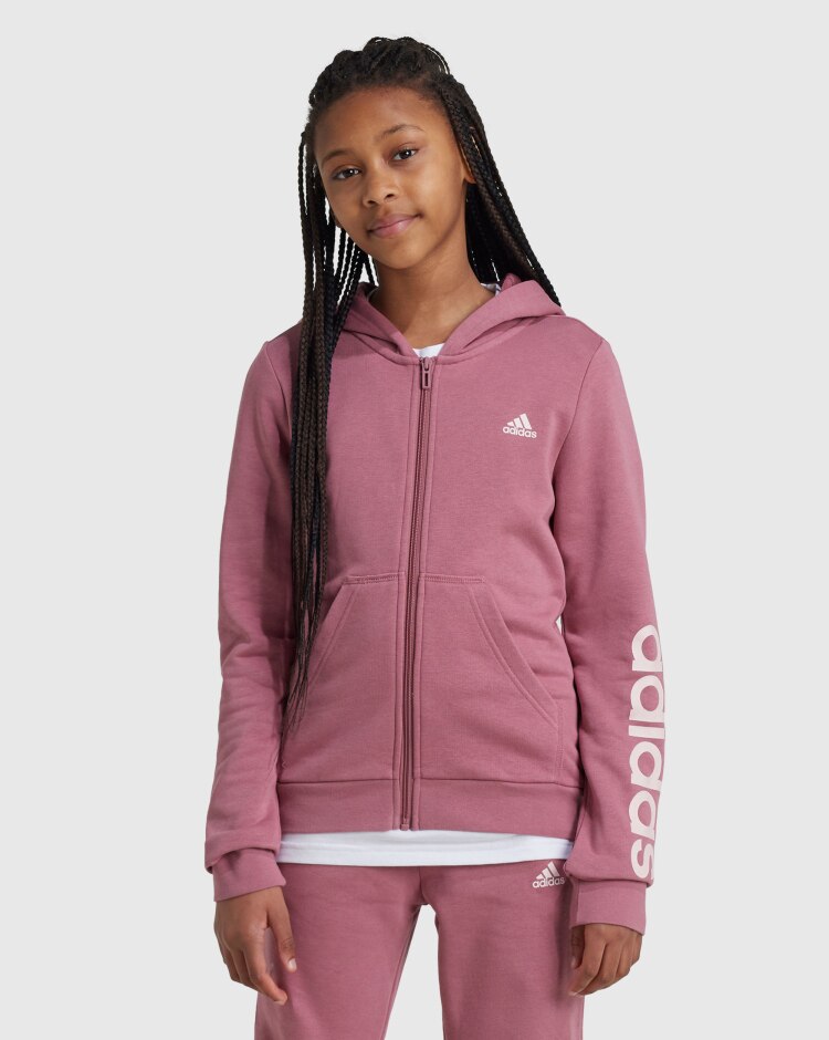 Felpa con cappuccio Essentials Linear Logo Full-Zip Rosa Bambina