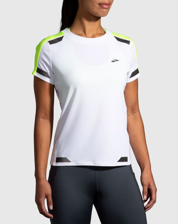 Brooks Run Visible Short Sleeve Bianco Donna