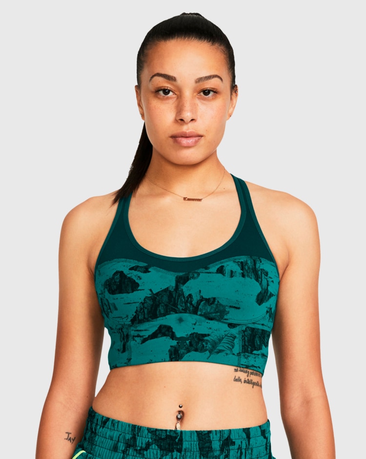 Under Armour Top Sportivo Bra Project Rock Verde Donna