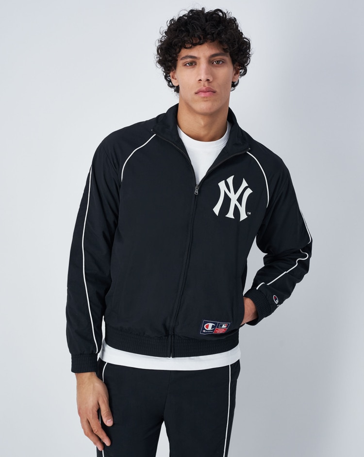 MLB Giacca In Nylon Ricamata New York Yankees Nero Uomo