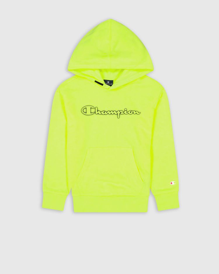 Champion Felpa Con Cappuccio Fluo Giallo Bambino