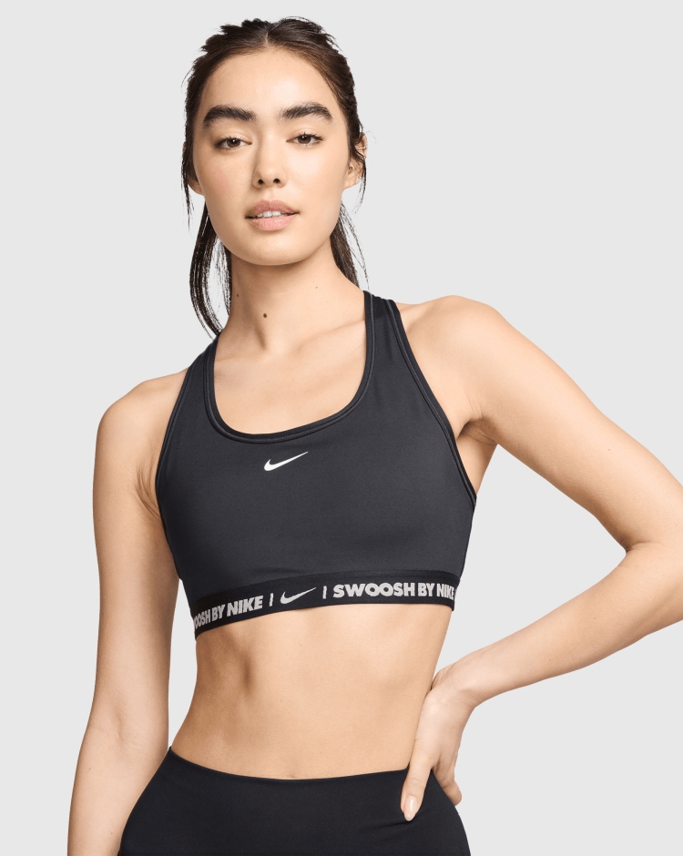 Nike Swoosh Bra a Stostegno Medio Nero Donna