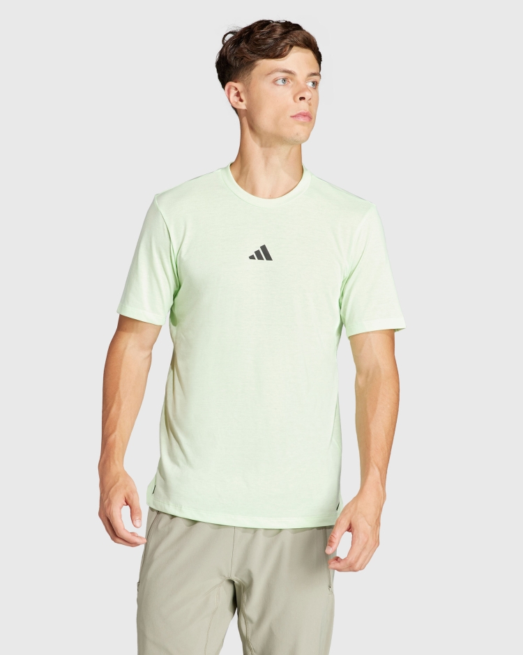 Adidas T-Shirt Workout Logo Verde Uomo