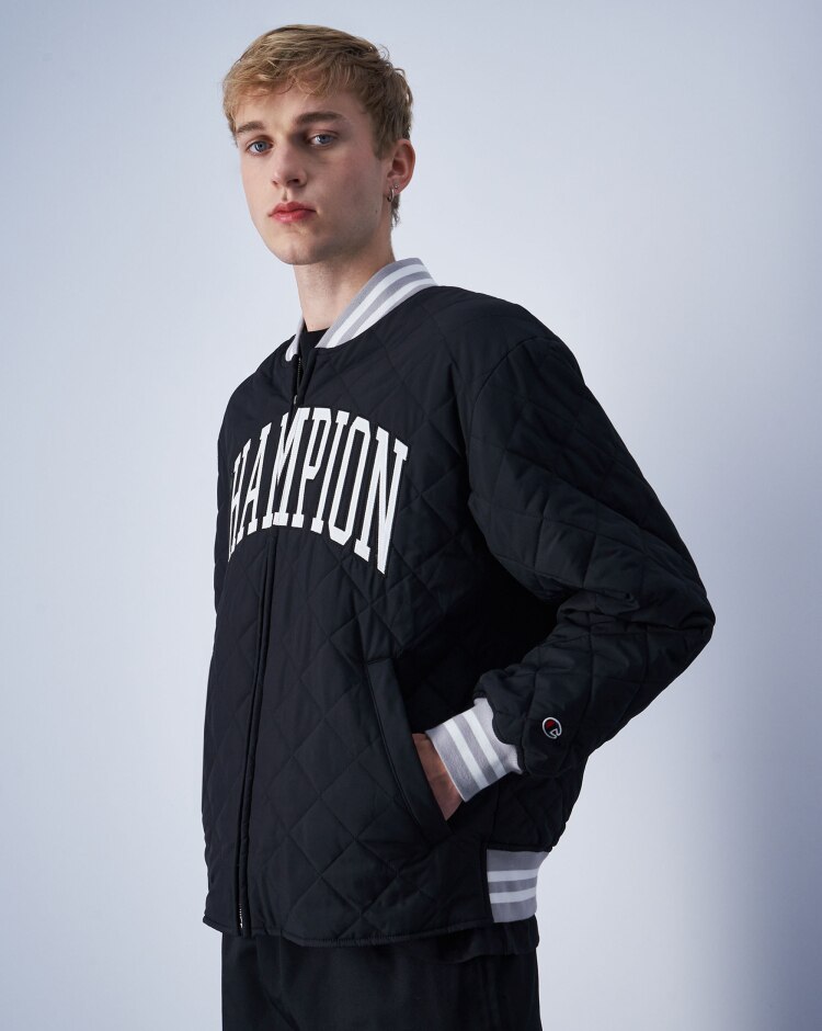 Giacca Bomber Full-Zip Big Logo Nero Uomo