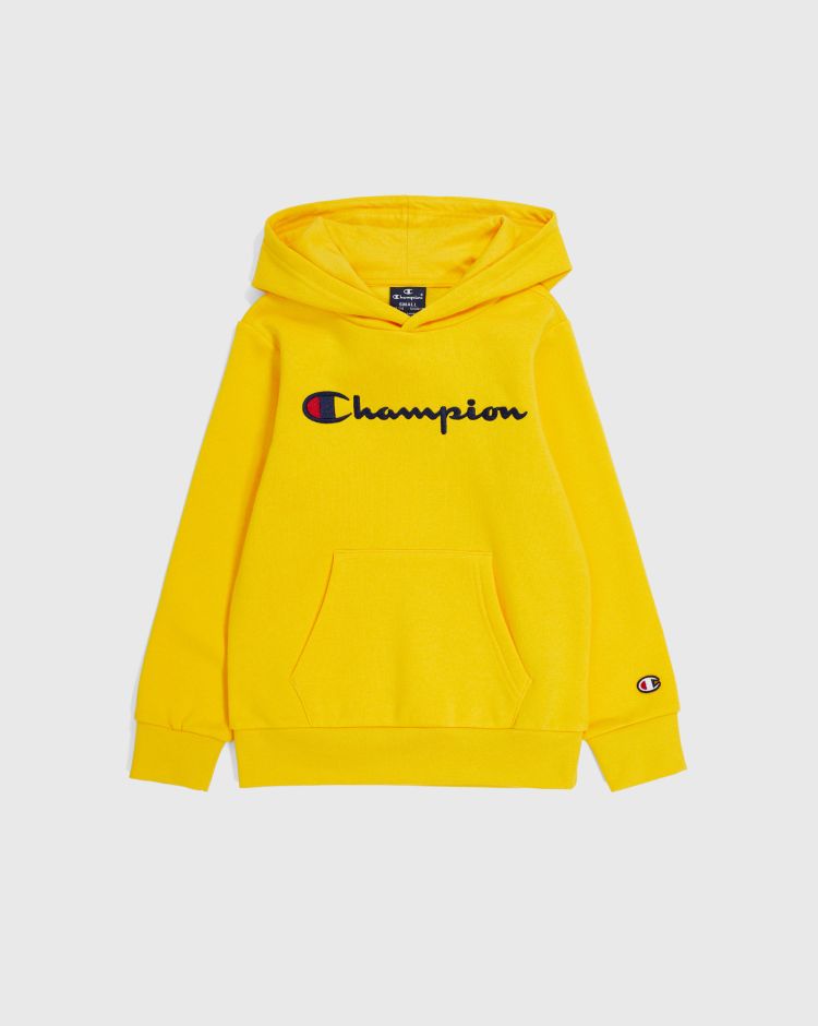 Champion Felpa Con Cappuccio Big Logo Giallo Bambino