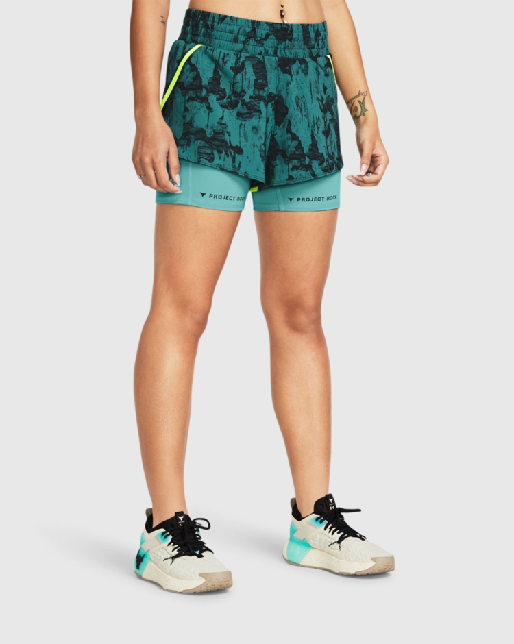 Under Armour Shorts Project Rock Leg Day Flex Printed  Verde Donna