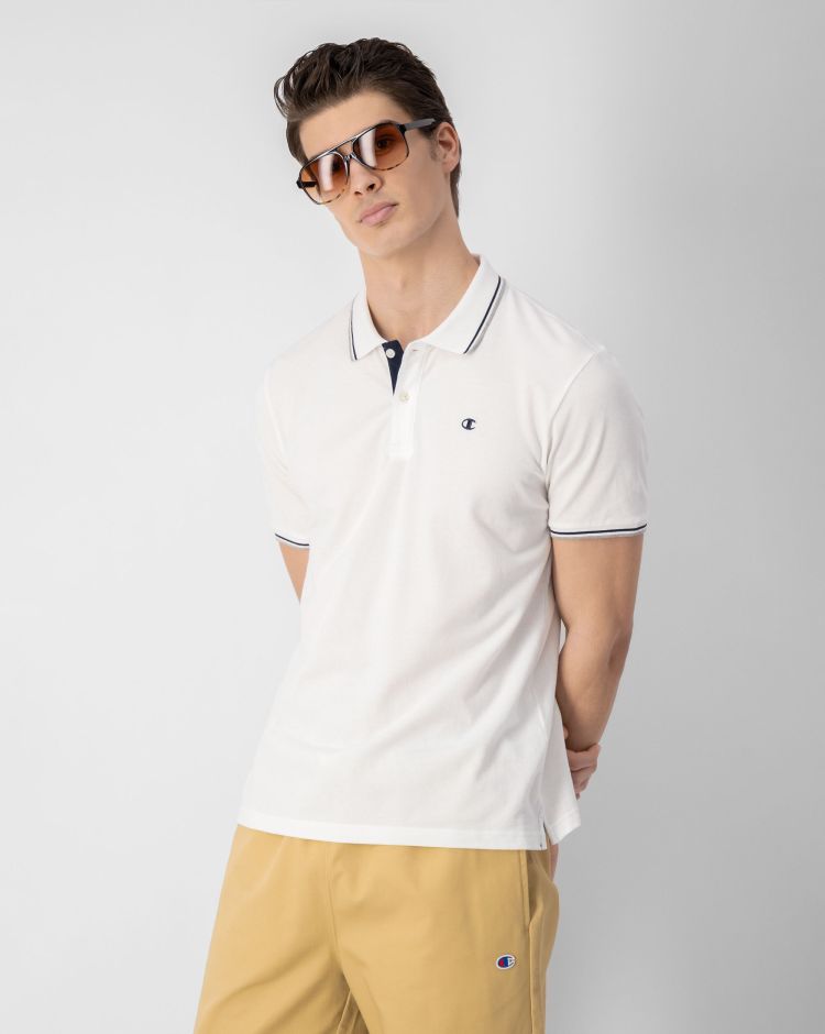 Champion Polo In Piqué Con C Logo Cotone  Bianco Uomo