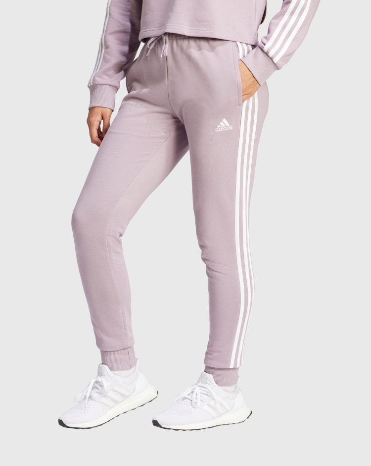 Adidas Pantaloni Essentials 3-Stripes French Terry Cuffed Rosa Donna