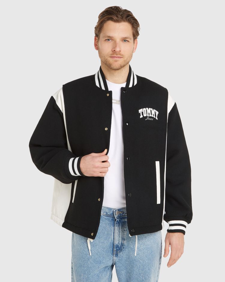 Tommy Hilfiger Giacca Mix Letterman Nero Uomo