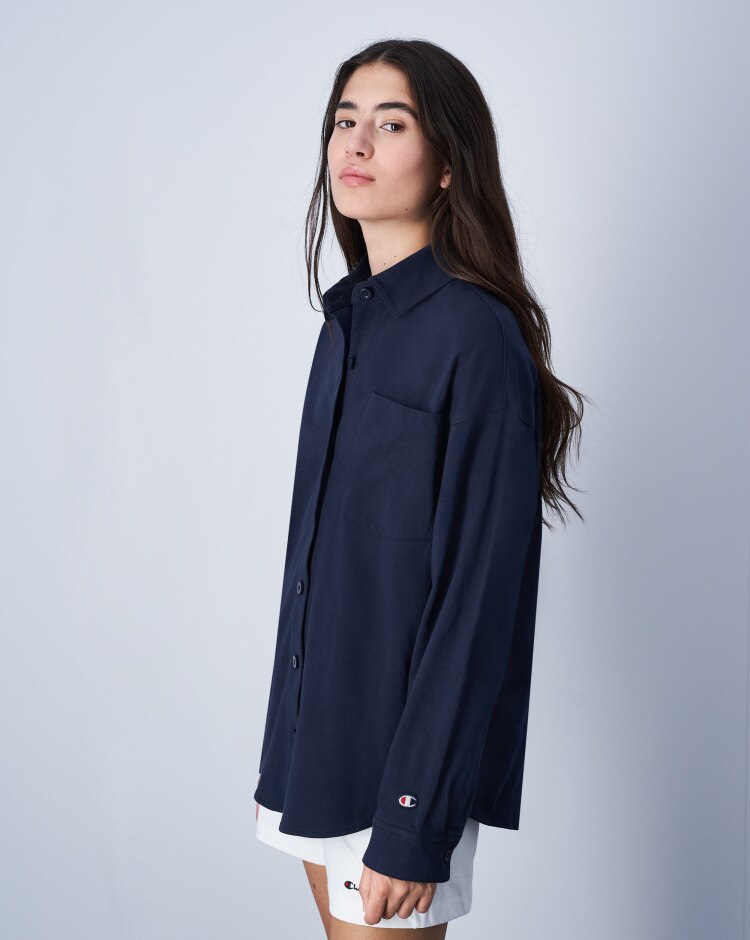 Champion Camicia Oversize In Jersey Blu Donna