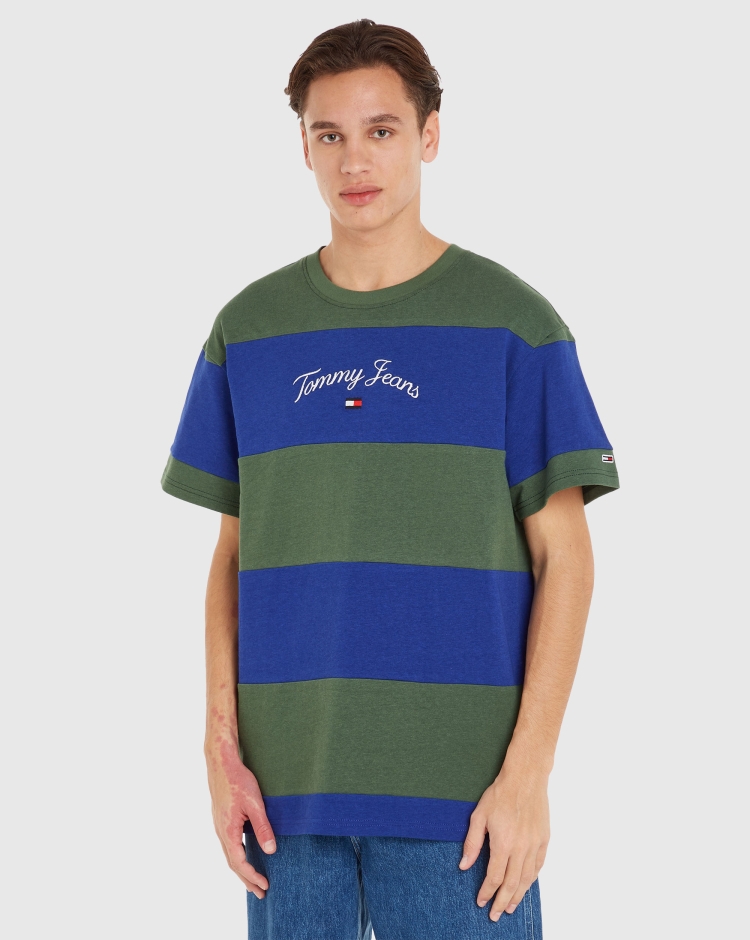 Tommy Hilfiger T-Shirt Relaxed Colorblock Serif Blu Uomo