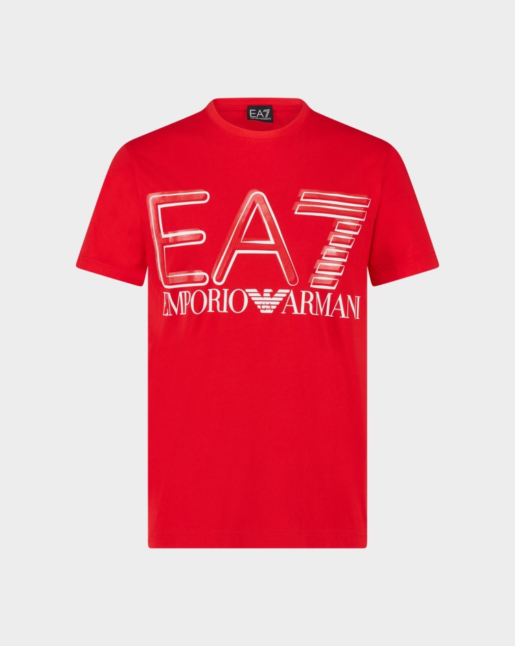 Emporio Armani EA7 T-Shirt Logo Oversize Rosso Uomo