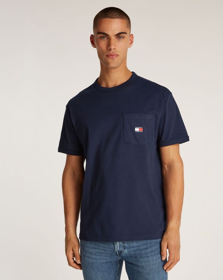 T-Shirt Regular Fit Con Taschino Blu Uomo