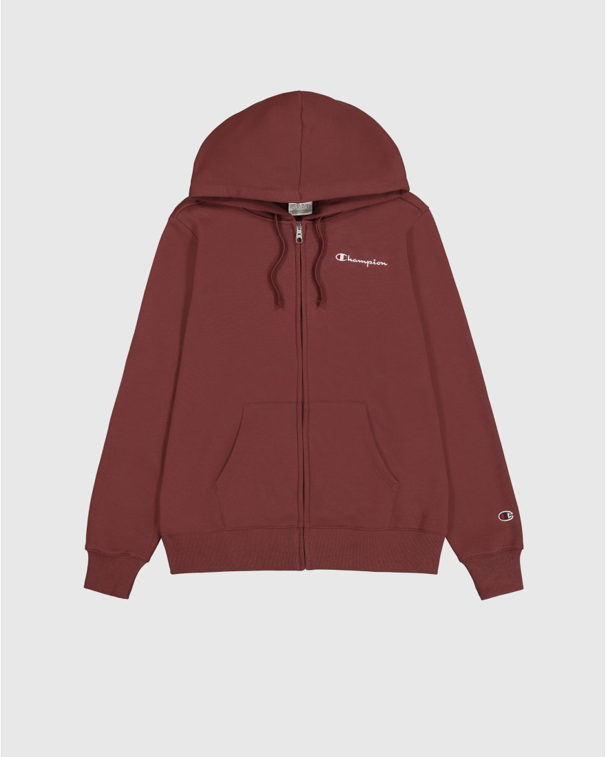 Felpa con cappuccio e cerniera con logo piccolo Marrone Donna