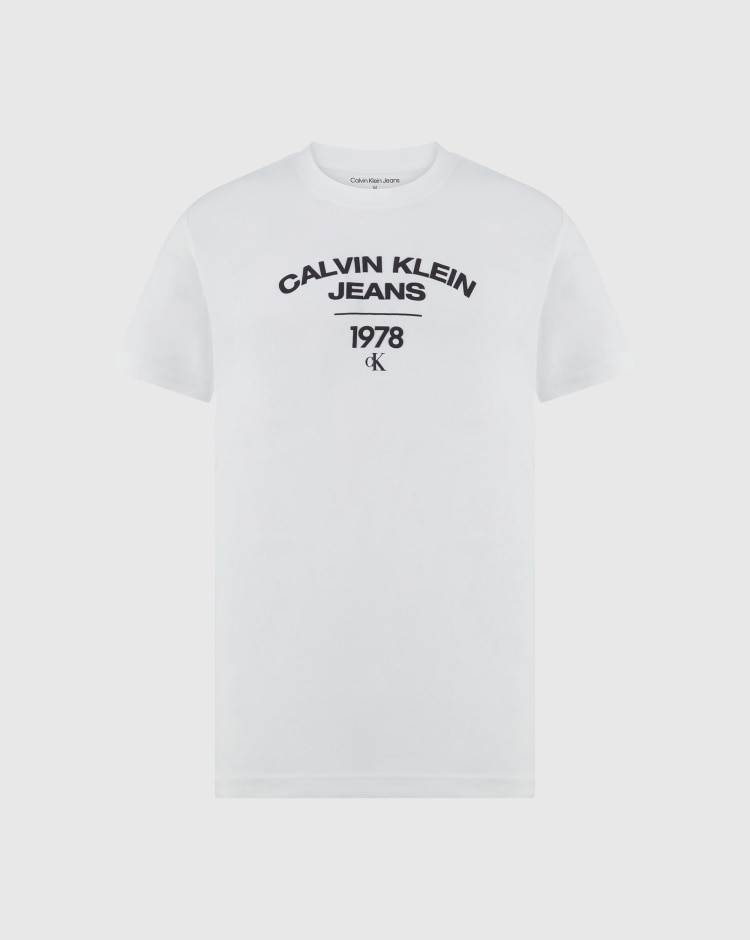 Calvin Klein T-Shirt Varsity Curve Logo Bianco Uomo