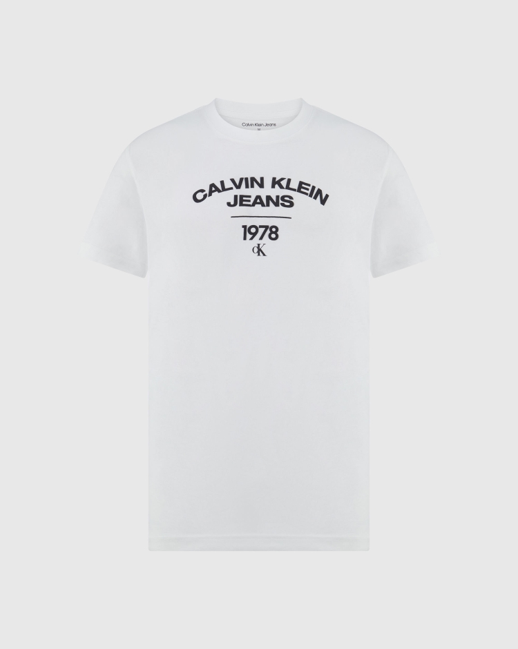 Calvin Klein T-Shirt Varsity Curve Logo Bianco Uomo