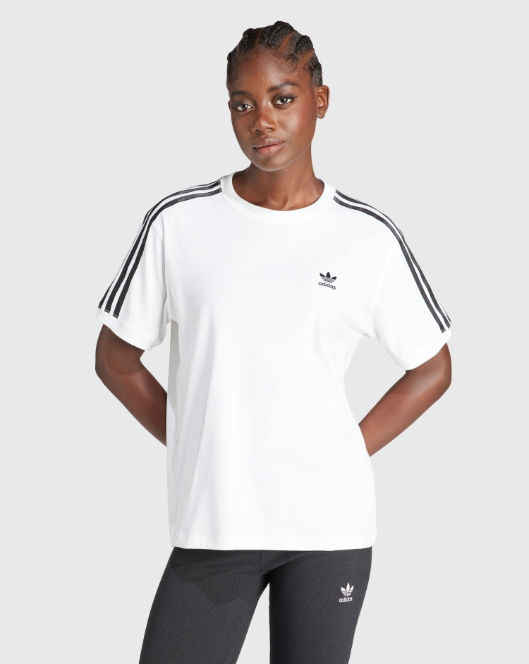Adidas Originals T-Shirt 3-Stripes Bianco Donna