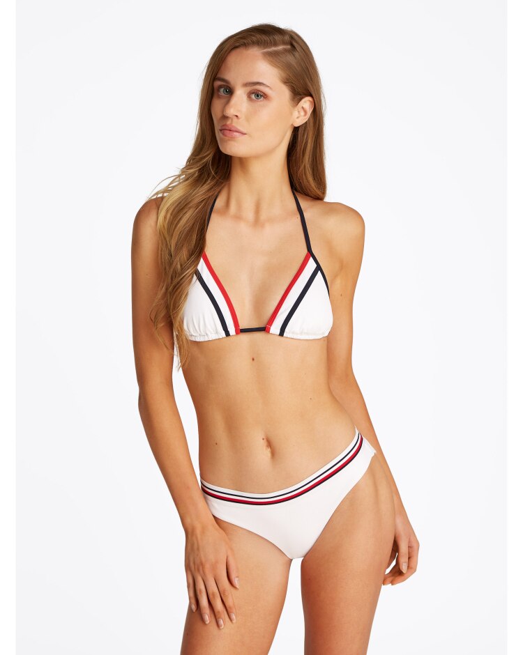 Top bikini Global Stripe a triangolo Bianco Donna