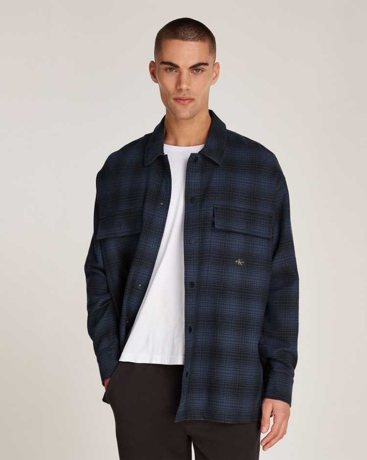 Check Overshirt Blu Uomo