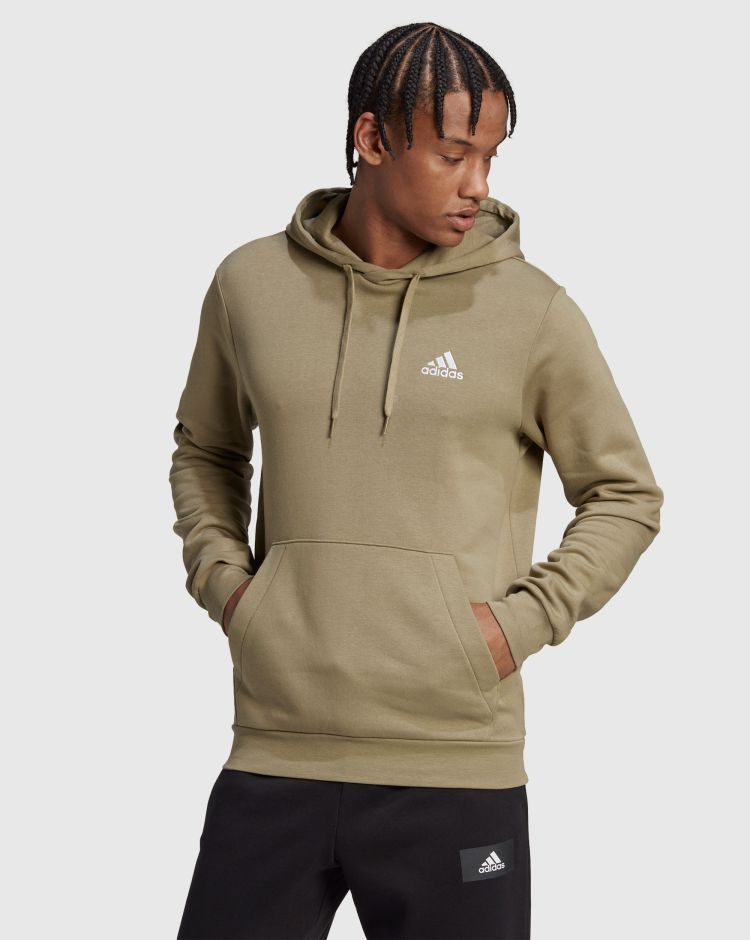 Adidas Felpa Con Cappuccio Essentials Fleece Verde Uomo