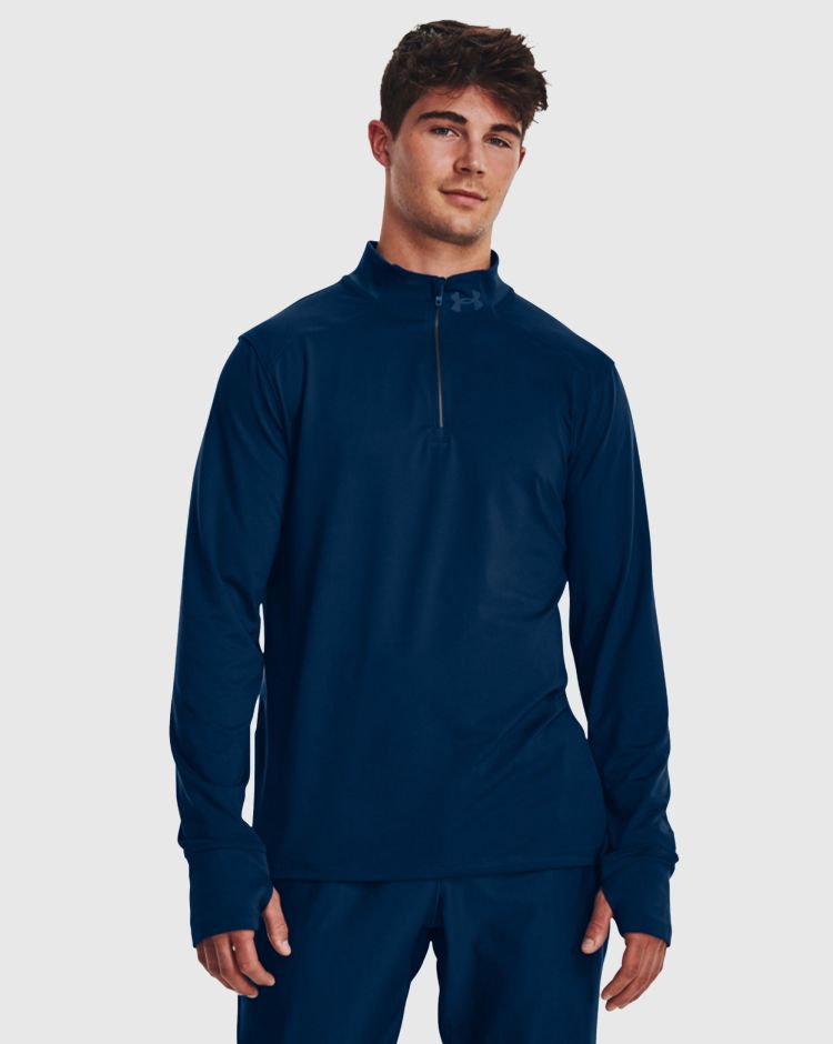 Under Armour T-Shirt Manica Lunga Qualifier Run 1/4 Zip Blu Uomo
