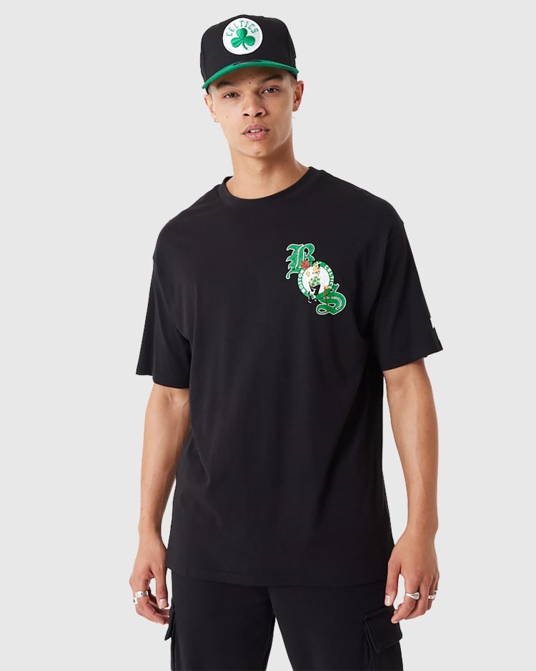 New Era NBA T-Shirt Oversize Team Graphic Boston Celtics Nero Uomo