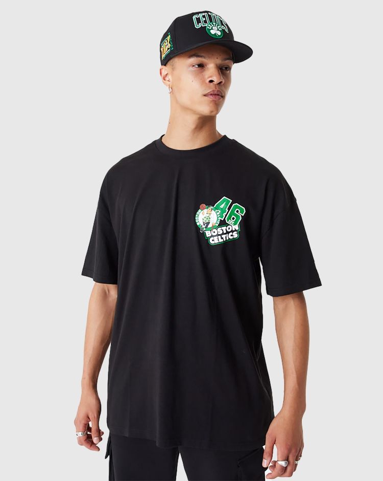 New Era NBA T-Shirt Oversize Arch Wordmark Boston Celtics Nero Uomo