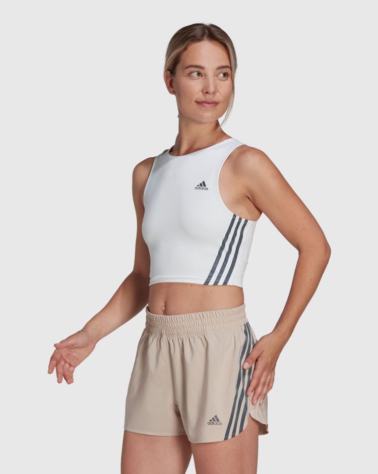 Adidas Top da running Run Icons 3-Stripes Cooler Bianco Donna