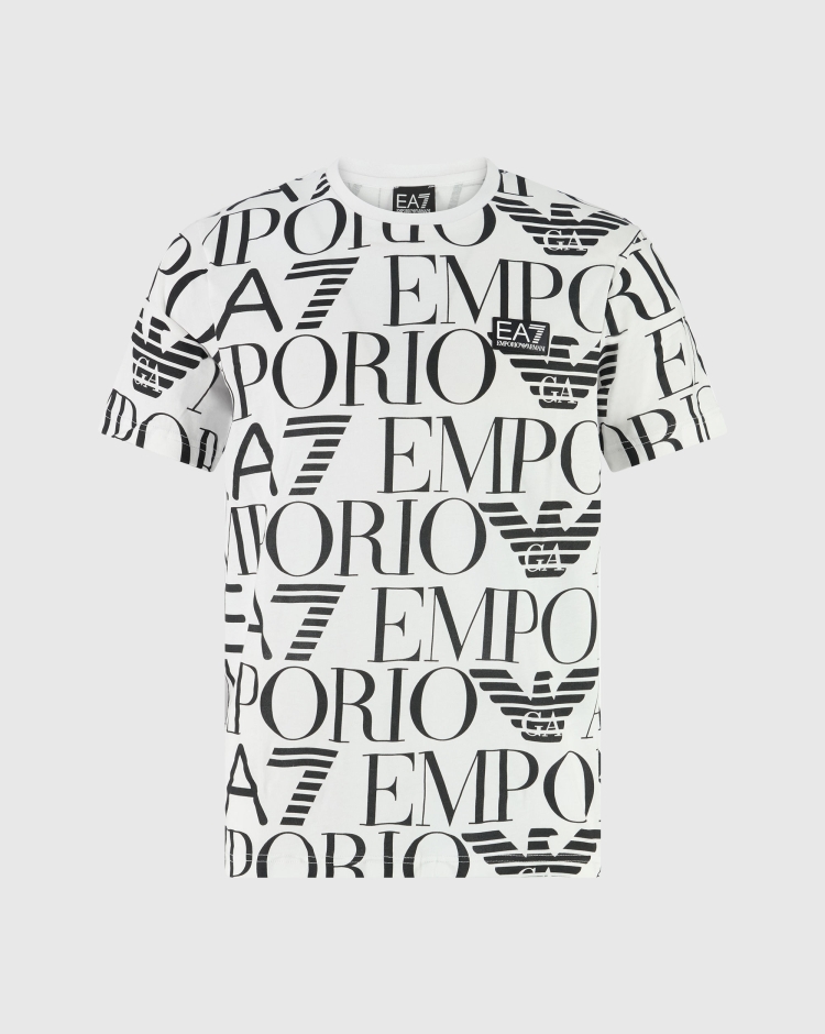 Emporio Armani EA7 T-Shirt All Over Bianco Uomo