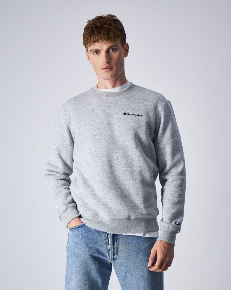 Champion Felpa Girocollo American Classics Mini Logo Grigio Uomo