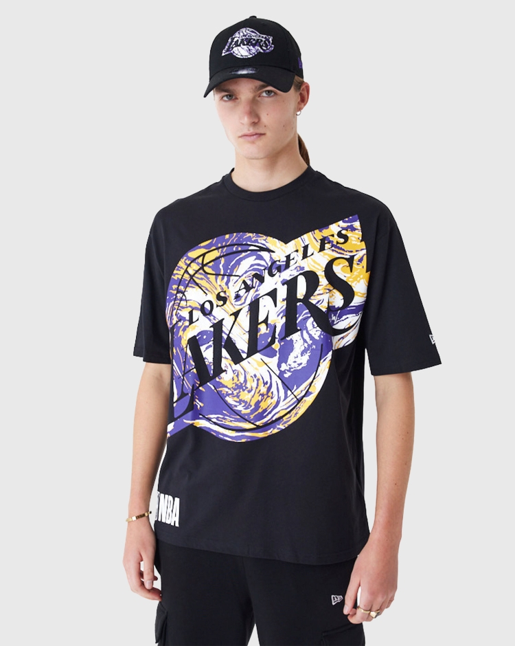New Era NBA T-Shirt Oversize Los Angeles Lakers Nero Uomo