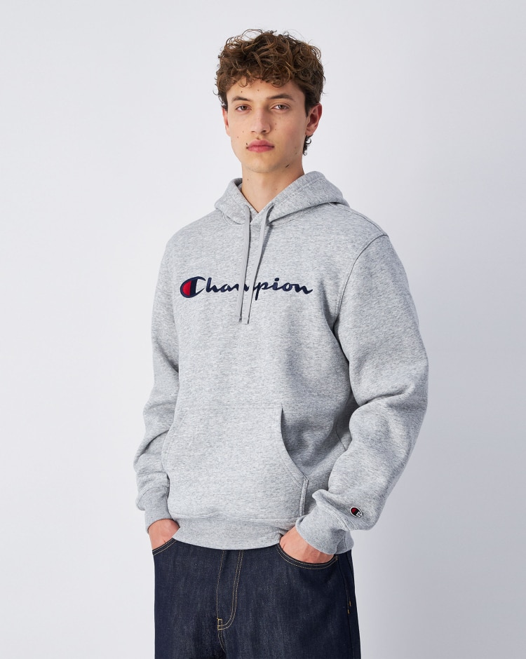 Felpa con cappuccio con logo grande Grigio Uomo
