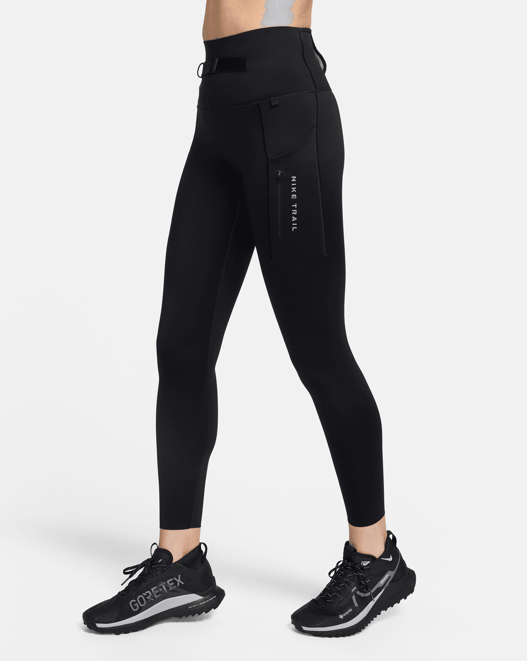 Leggings A 7/8 A Vita Alta Con Tasche E Sostegno Elevato Nero Donna